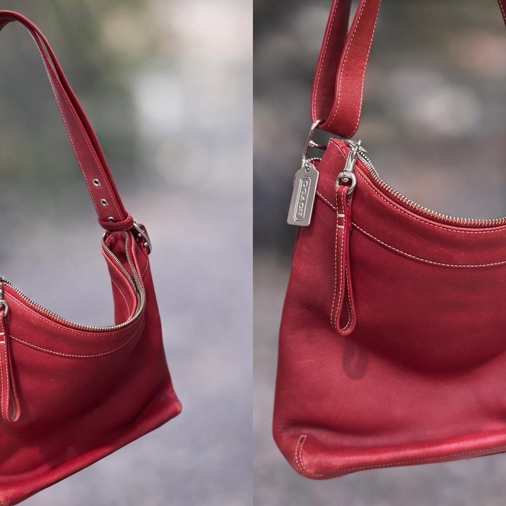 Coach Cherry Red Leather Shoulder Bag - Picture 6 of 7
